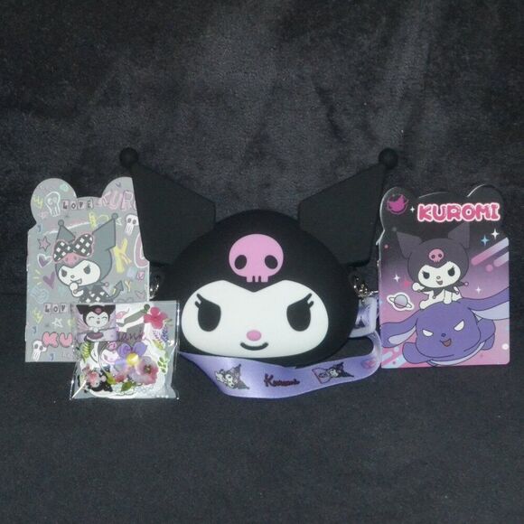 Mini Kuromi Black Crossbody Bag Gift Set Idea Kawaii Mini Notebook Bundle - Picture 1 of 11